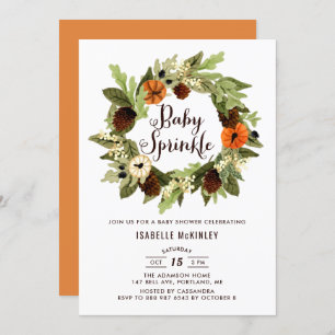 Pumpkins und Pinecones Wreath Fall Baby Sprinkle Einladung