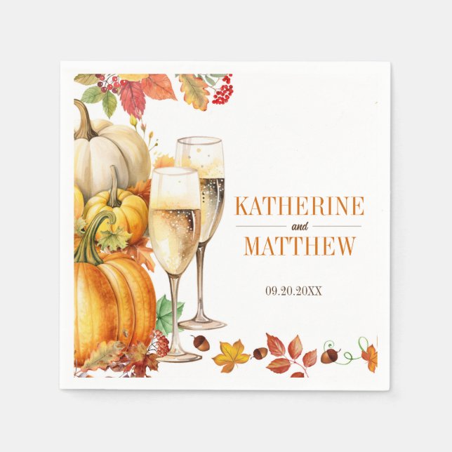 Pumpkins und Prosecco Bridal Polterabend Serviette (Vorderseite)