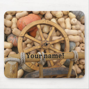 Pumpkins und Räder des ländlichen Holzkarren Mousepad