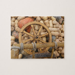 Pumpkins und Räder des ländlichen Holzkarren Puzzle