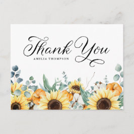 Pumpkins und Sonnenblumen Kinderdusche Danke Postkarte