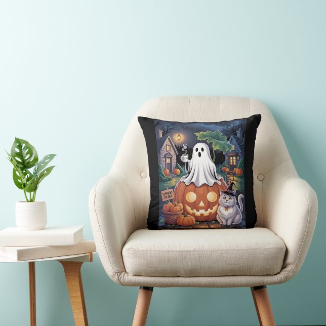 Pumpkins Verkauf & Coffein Ghost & Cat Throw Kisse Kissen (Stuhl )