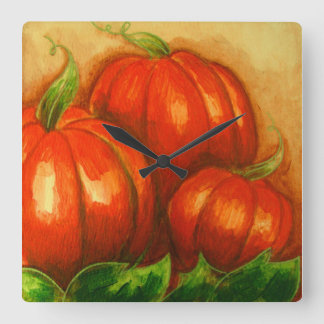 PUMPKINS WALL CLOCK QUADRATISCHE WANDUHR