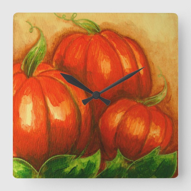 PUMPKINS WALL CLOCK QUADRATISCHE WANDUHR (Vorderseite)