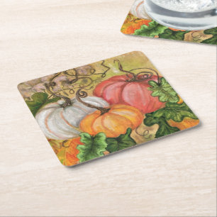 Pumpkins - Wasserfarbe Rechteckiger Pappuntersetzer