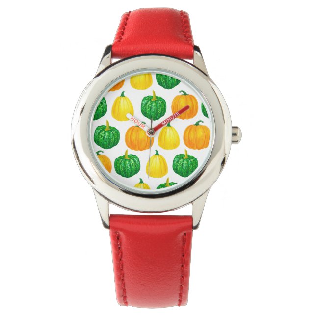 Pumpkins Wasserfarbmuster Armbanduhr (Vorderseite)