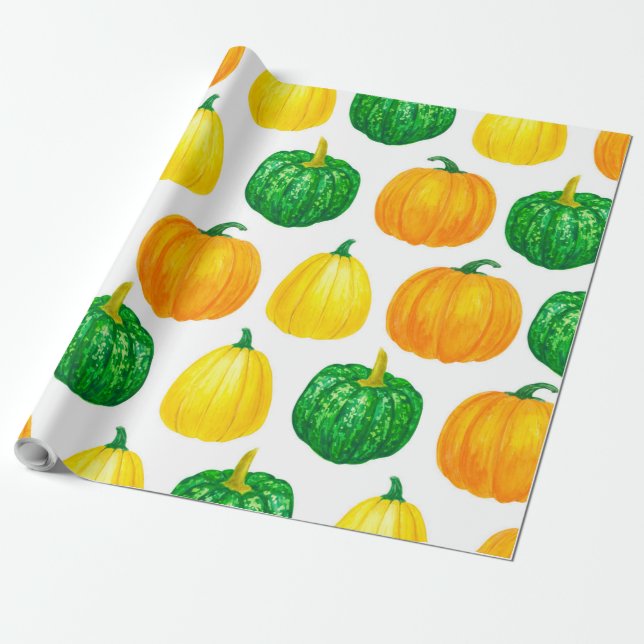 Pumpkins Wasserfarbmuster Geschenkpapier (Ungerollt)