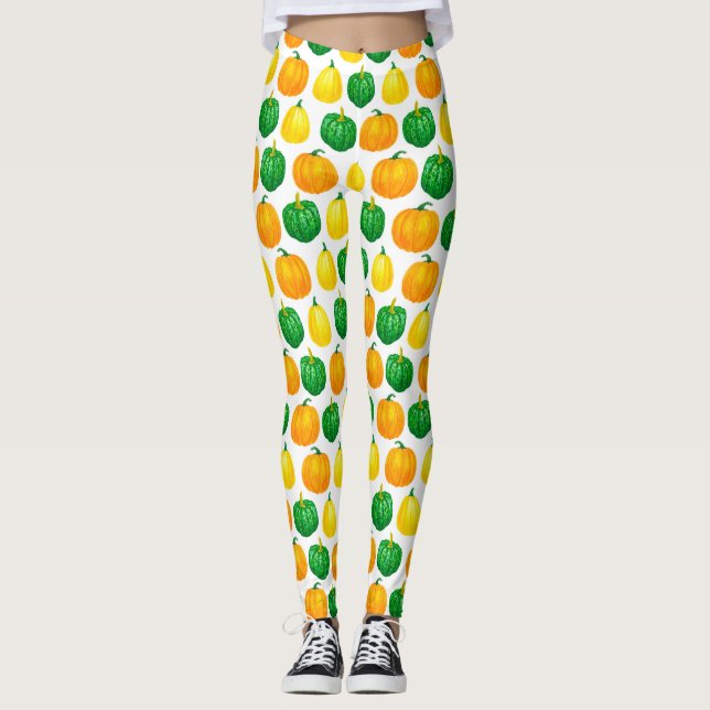 Pumpkins Wasserfarbmuster Leggings (Vorderseite)