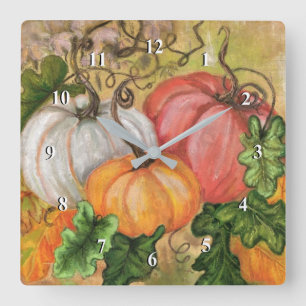Pumpkins - Watercolor Art Quadratische Wanduhr