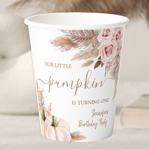 Pumpkins Watercolor Boho Girls Fall 1. Geburtstag Pappbecher
