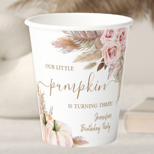 Pumpkins Watercolor Boho Girls Fall 3. Geburtstag Pappbecher