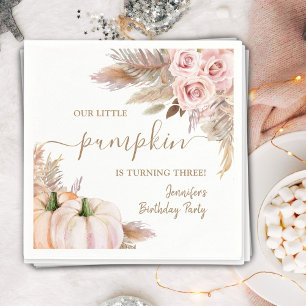 Pumpkins Watercolor Boho Girls Fall 3. Geburtstag Serviette