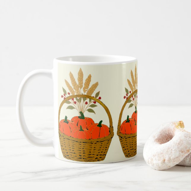☕ **Pumpkins & Wheat Basket Mug Kaffeetasse (Mit Donut)
