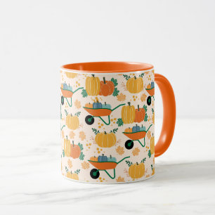 Pumpkins Wheelbarrow Autumn Garden Blätter Tasse