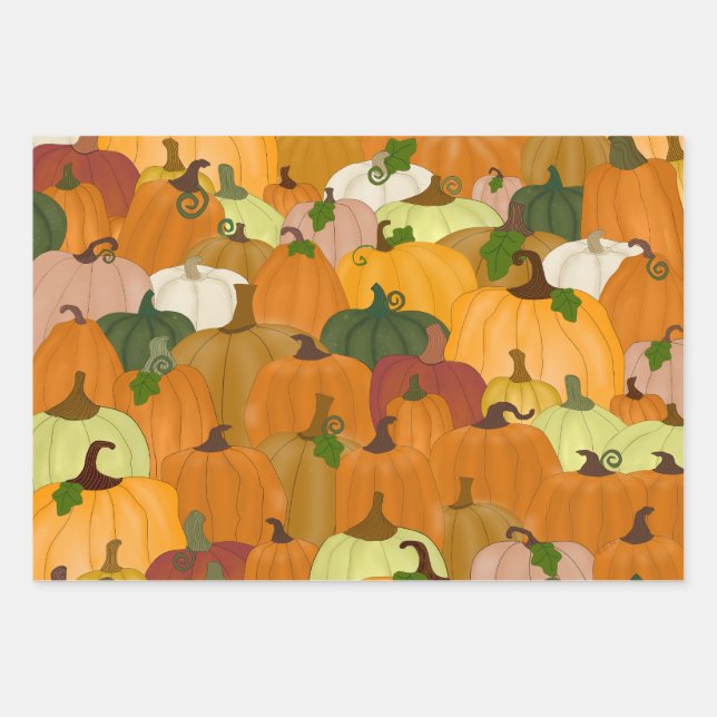 Pumpkins Wrapping Paper Sheets Geschenkpapier Set (Vorderseite)