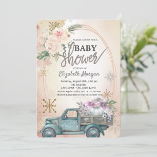 Pumpkutscher, Blume, Schneeflocken Babydusche Einladung