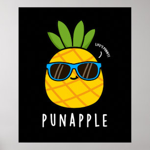 Pun-Apfel Funny Fruit Ananas Pun Dark BG Poster