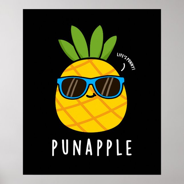 Pun-Apfel Funny Fruit Ananas Pun Dark BG Poster (Vorne)