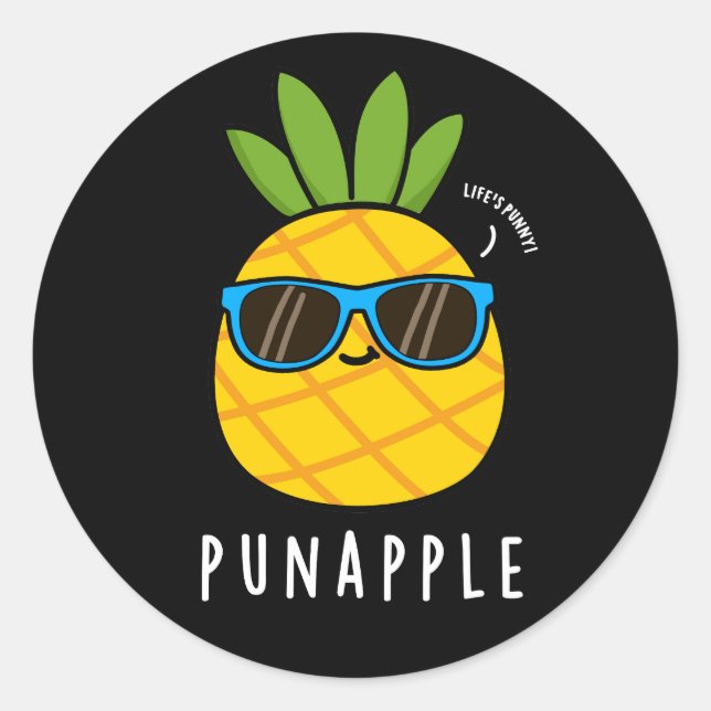 Pun-Apfel Funny Fruit Ananas Pun Dark BG Runder Aufkleber (Vorderseite)
