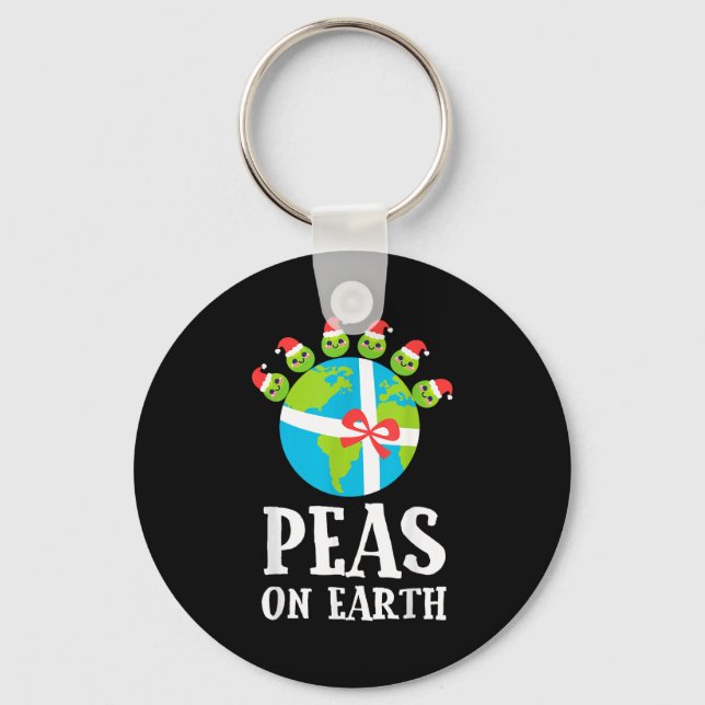Pun Christmas Sayings Peas On Earth Funny Xmas Gif Schlüsselanhänger (Vorderseite)