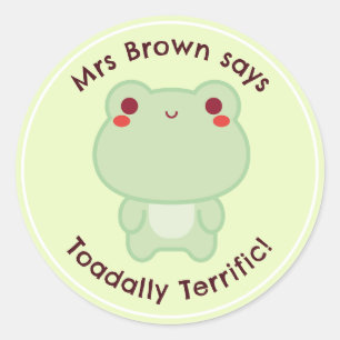 Pun Reward Stickers Frog Teacher Personalisiert