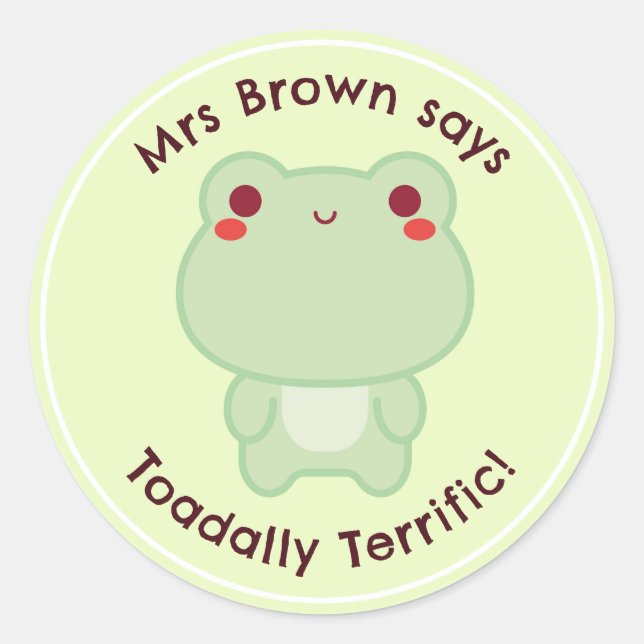 Pun Reward Stickers Frog Teacher Personalisiert (Vorderseite)