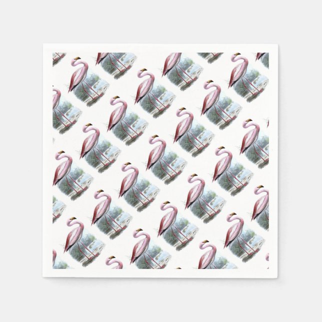 Puna Flamingo Vintag Illustration Serviette (Vorderseite)