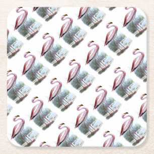 Puna-Flamingo-Vintage-Illustration Rechteckiger Pappuntersetzer