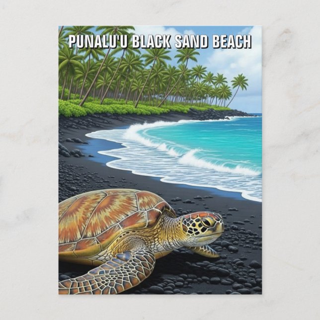 Punaluʻu Big Island Hawaii Travel Postkarte (Vorderseite)
