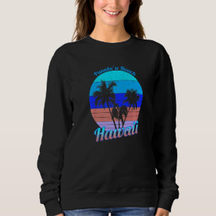 Punaluu2019u Strand Hawaii Retro Tropischer Palmen Sweatshirt
