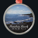 Punalu'u Black Sand Beach Hawaii Digital Oil Paint Silbernes Ornament<br><div class="desc">Genießen Sie dieses herrliche Foto der wunderschönen schwarzen Sandstrände des Punalu'u Beach auf der großen Insel Hawaii! Foto © by HawaiiSands</div>