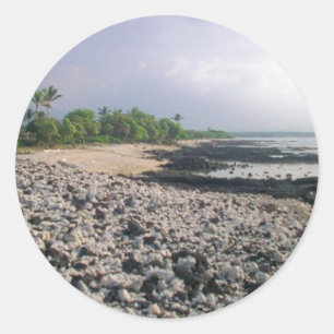 Punaluu Black Sand Beach Hawaii Große Insel Runder Aufkleber