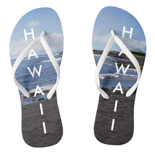 Punalu'u Black Sand Beach Hawaii mit Text Flip Flops (Fußbett)