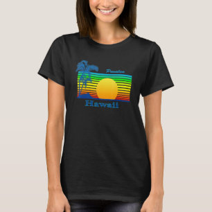 Punaluu Hawaii Retro Tropical Beach Sunset T-Shirt