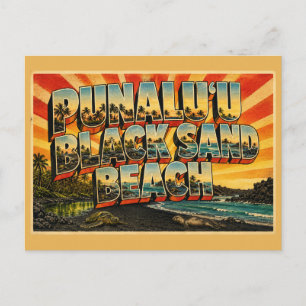 Punaluu Schwarzsandstrand Hawaii Vulkanische Küste Postkarte