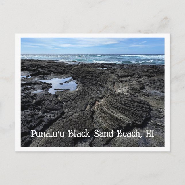 Punalu'u Schwarzsandstrand, HI Postkarte (Vorderseite)