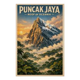 Puncak Jaya (Carstensz Pyramid), Indonesia travel Poster
