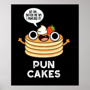 Puncakes Funny Pancake Pun Dark BG Poster