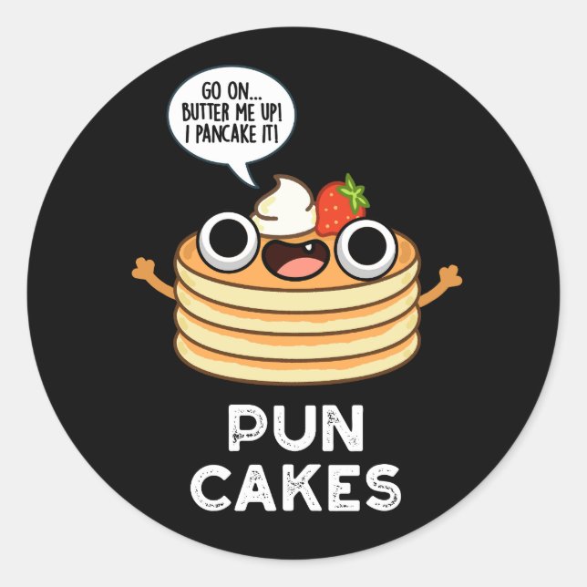 Puncakes Funny Pancake Pun Dark BG Runder Aufkleber (Vorderseite)