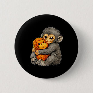 Punch-Affe lustig süßes Baby-Tier umarmt Plüsch  Button