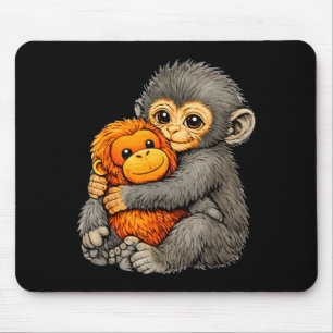 Punch-Affe lustig süßes Baby-Tier umarmt Plüsch Mousepad