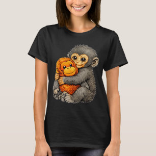 Punch-Affe lustig süßes Baby-Tier umarmt Plüsch T-Shirt