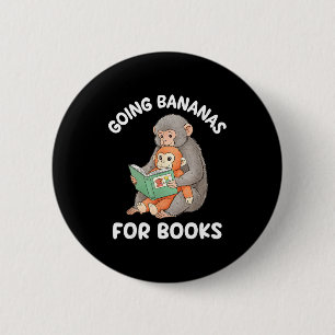Punch-Affe mit Buch lustiger nationaler Lesetag Button