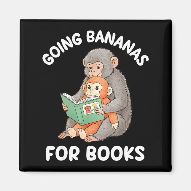 Punch-Affe mit Buch lustiges nationales Lesen Magnet (Vorne)