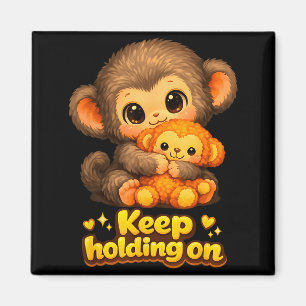 Punch-Affe mit Teddybär kuschelt weiter fest Magnet