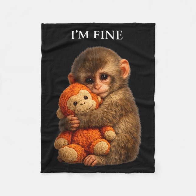 Punch-Affe süßes Baby lustiges Tier  Fleecedecke (Vorderseite)