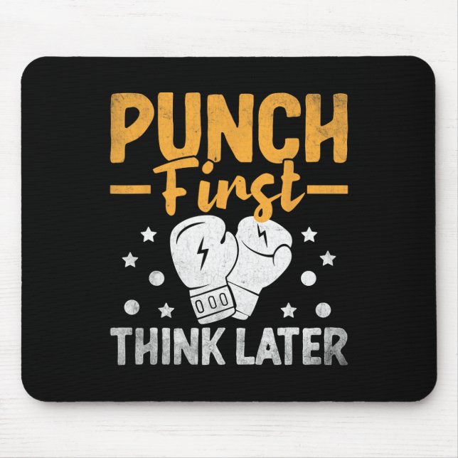 Punch First Think Spater Boxer Sport Stärke Athlon Mousepad (Vorne)