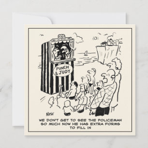 Punch & Judy Show am Beach Cartoon Karte