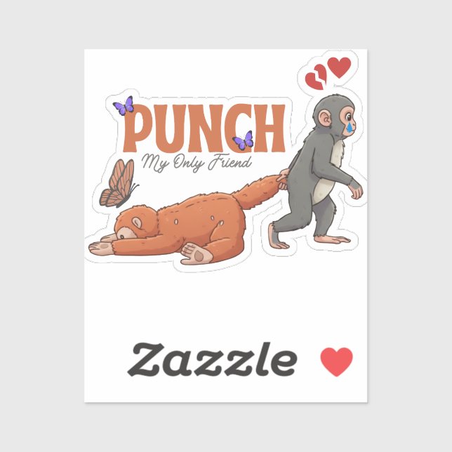 ‏Punch‑kun & Plush Monkey – Kawaii für Kinder Aufkleber (Blatt)