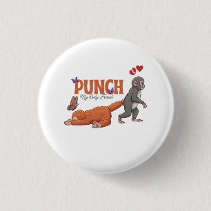 Punch‑kun & Plush Monkey – Kawaii für Kinder Button